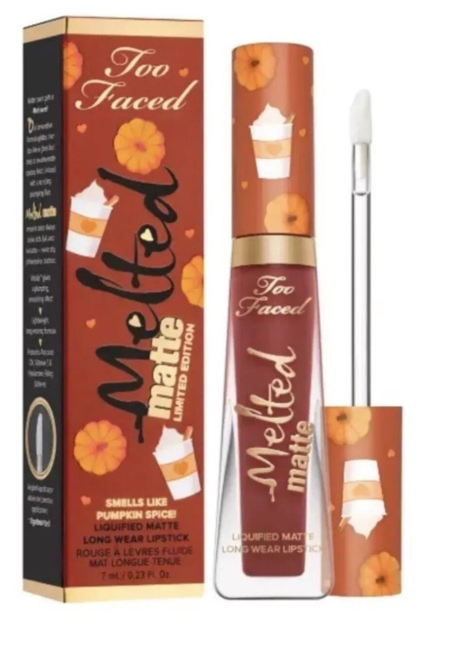 Too Faced Melted Matte Log Wear Lipstick Pumpkin Spice NEW